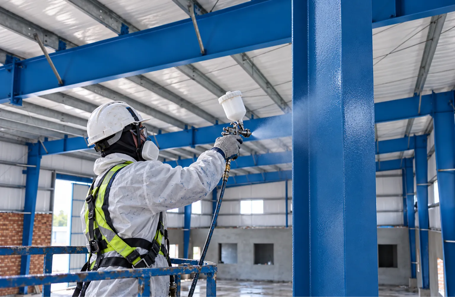 Protective coatings on a steel structure