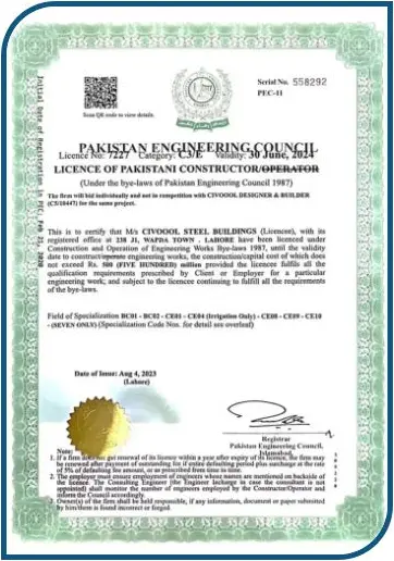 Pakistan Engineering Council Licence