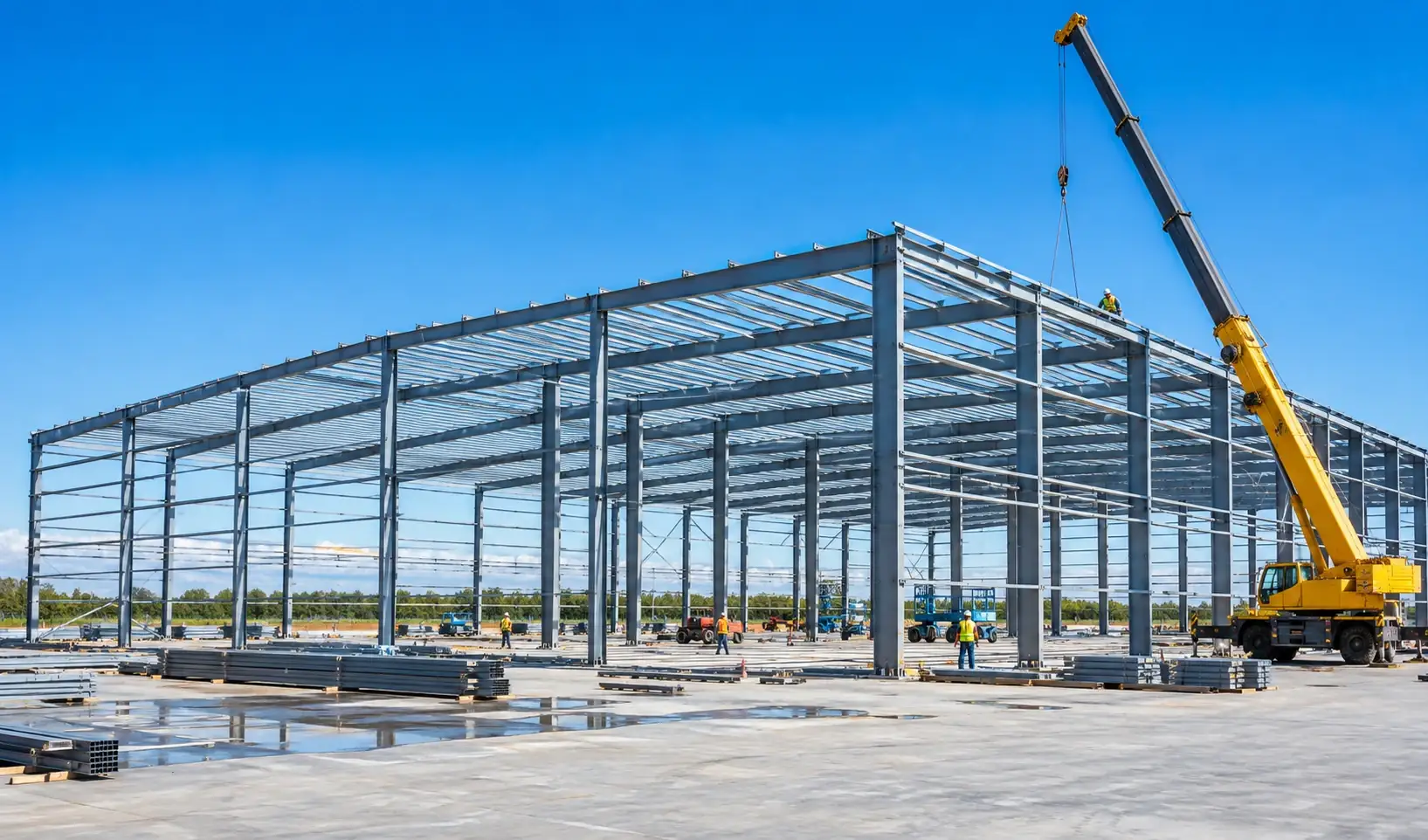 Site execution of a steel building project